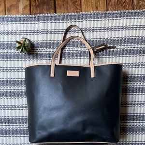 Black leather Coach Tote Bag with inner zipper